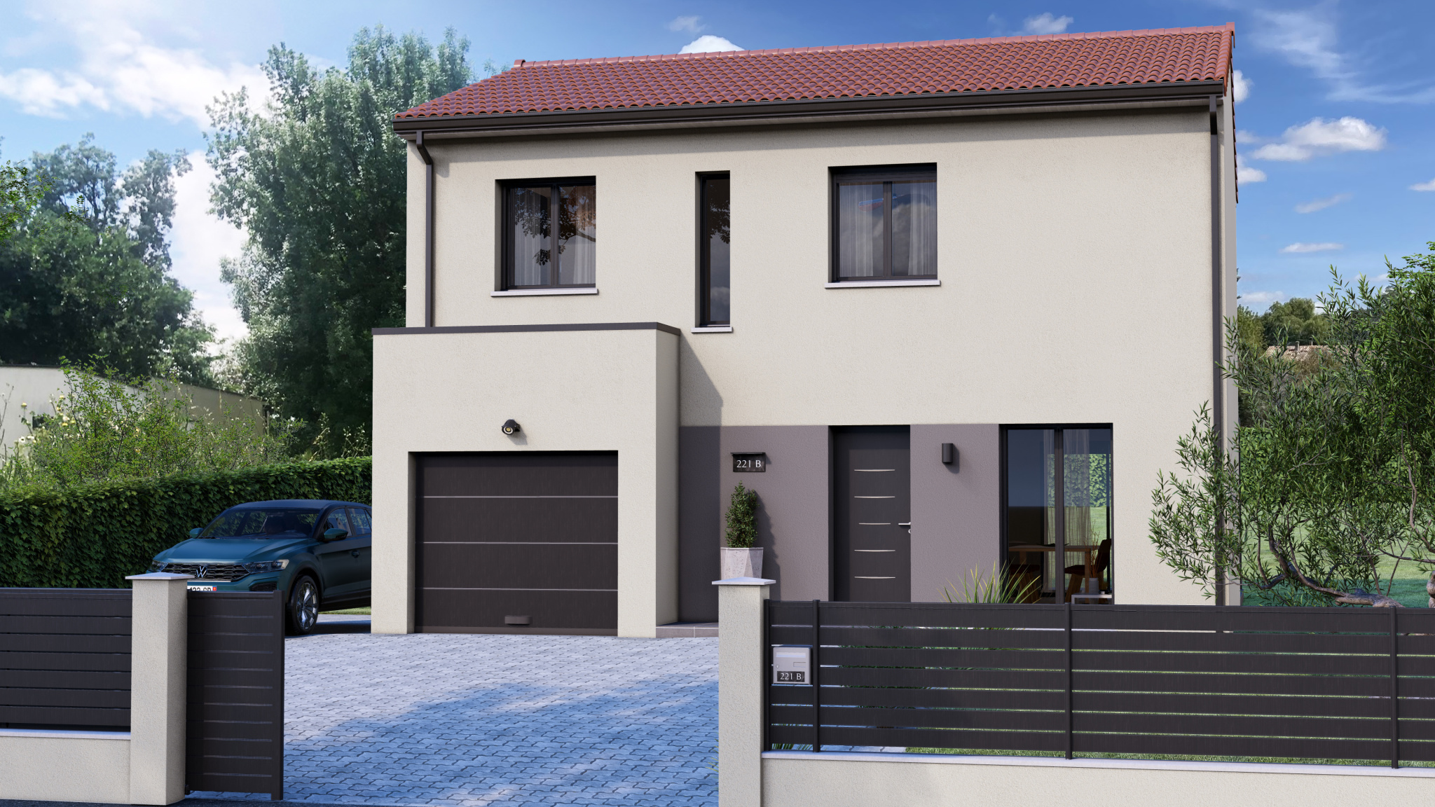 Maison contemporaine 98 m2 + garage à Égliseneuve-près-Billo